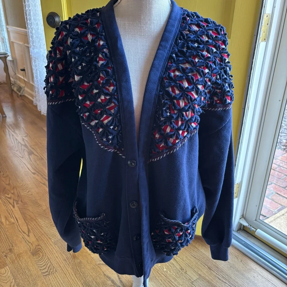 Jerzees women’s‎ one size fits most Navy red American cardigan vintage